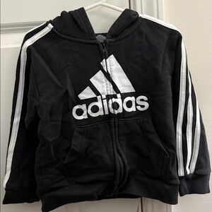 Adidas Kids Black sweatsuit with White Stripes